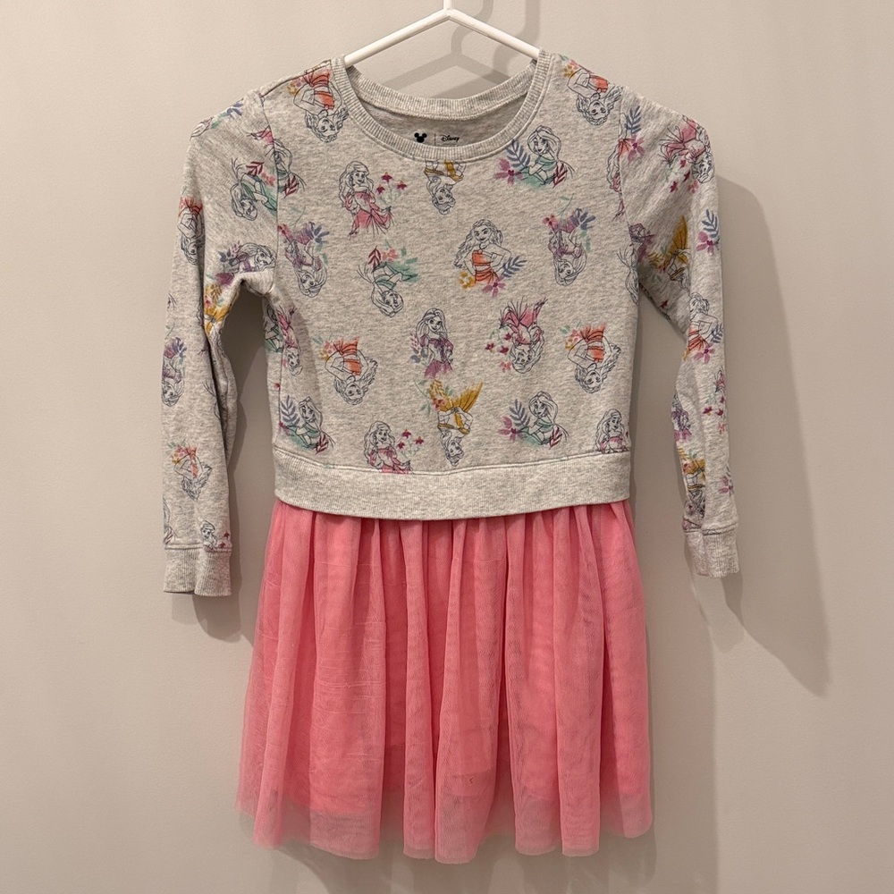 Girls Disney Princess Dress Tutu Sweatshirt Moana Belle Ariel Rapunzel 6X